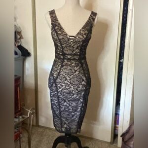 Black and Cream Lace Dress NWT by Entry. Size M, stretch